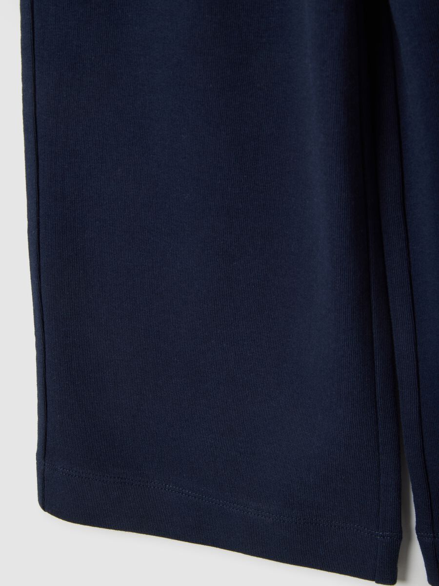 Girls' blue pure cotton wide leg trousers_3