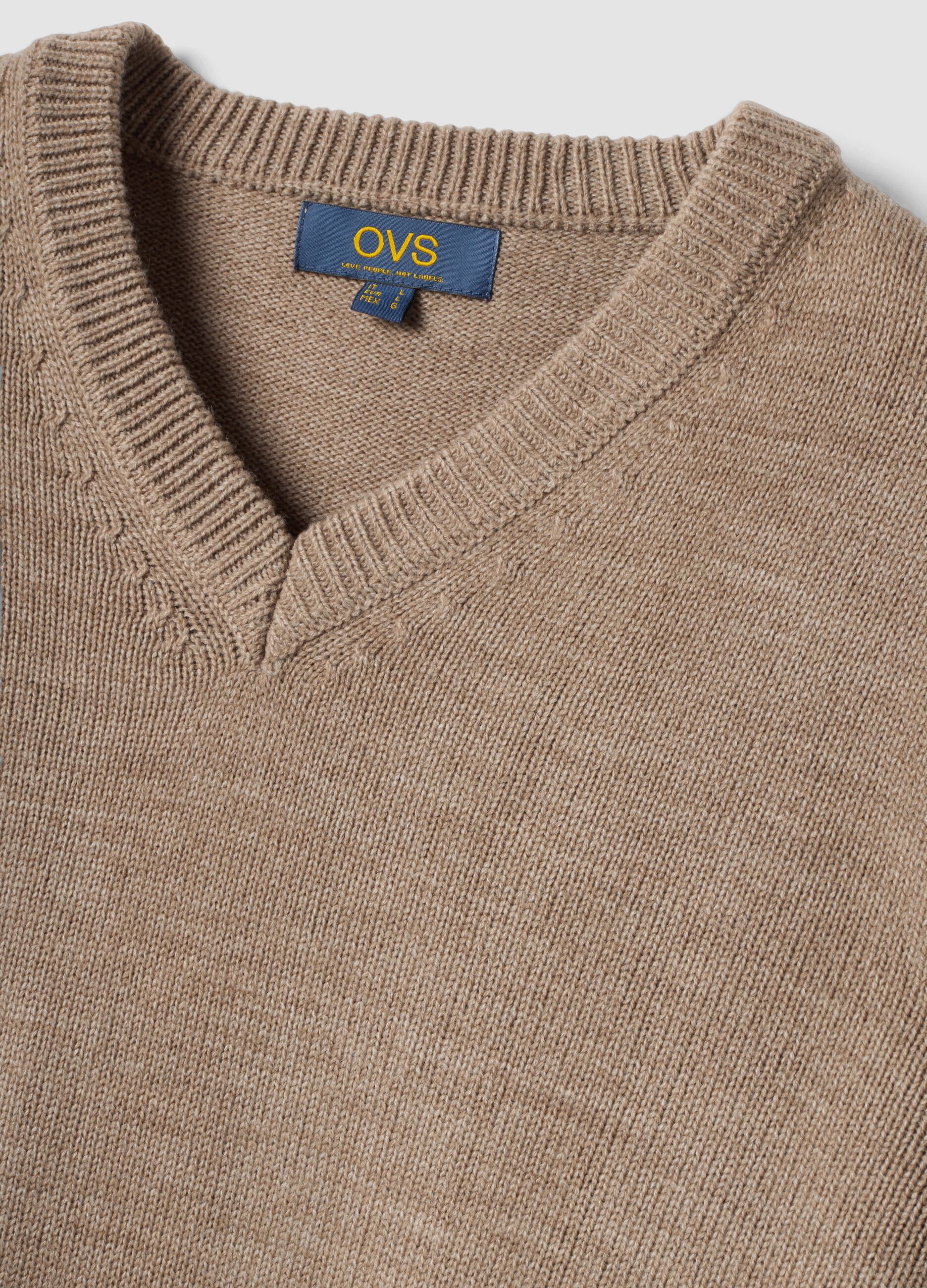 Brauner V-Ausschnitt-Pullover, Regular Fit