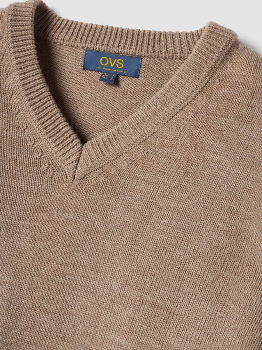 Brauner V-Ausschnitt-Pullover, Regular Fit_1