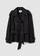 Casaco leve preto com dupla abotoadura e ajuste regular com cinto_4