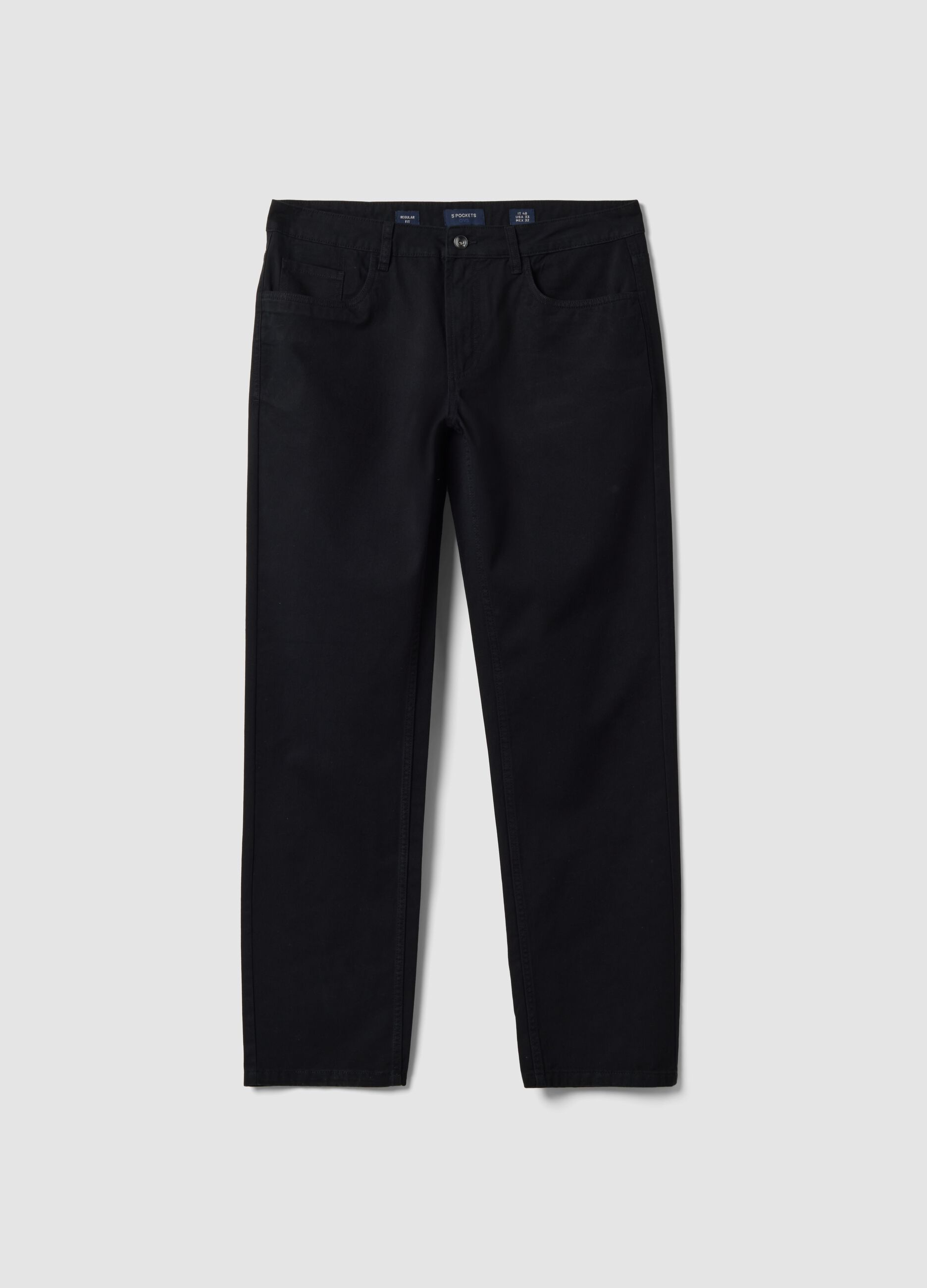 Black pure cotton five-pocket trousers