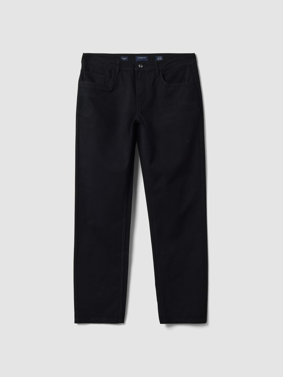 Black pure cotton five-pocket trousers_4