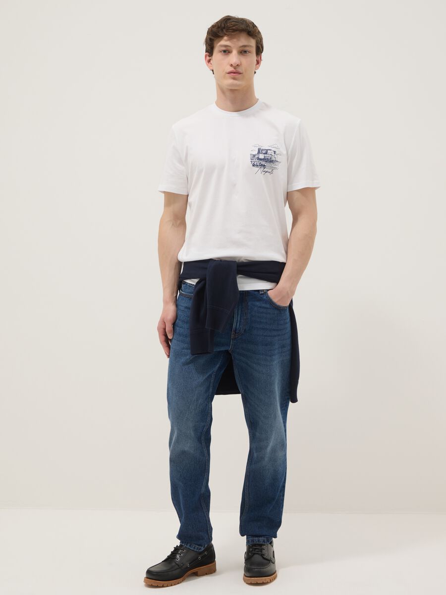 Wei&szlig;es Herren-T-Shirt aus reiner Baumwolle mit kurzen &Auml;rmeln, Regular Fit_1