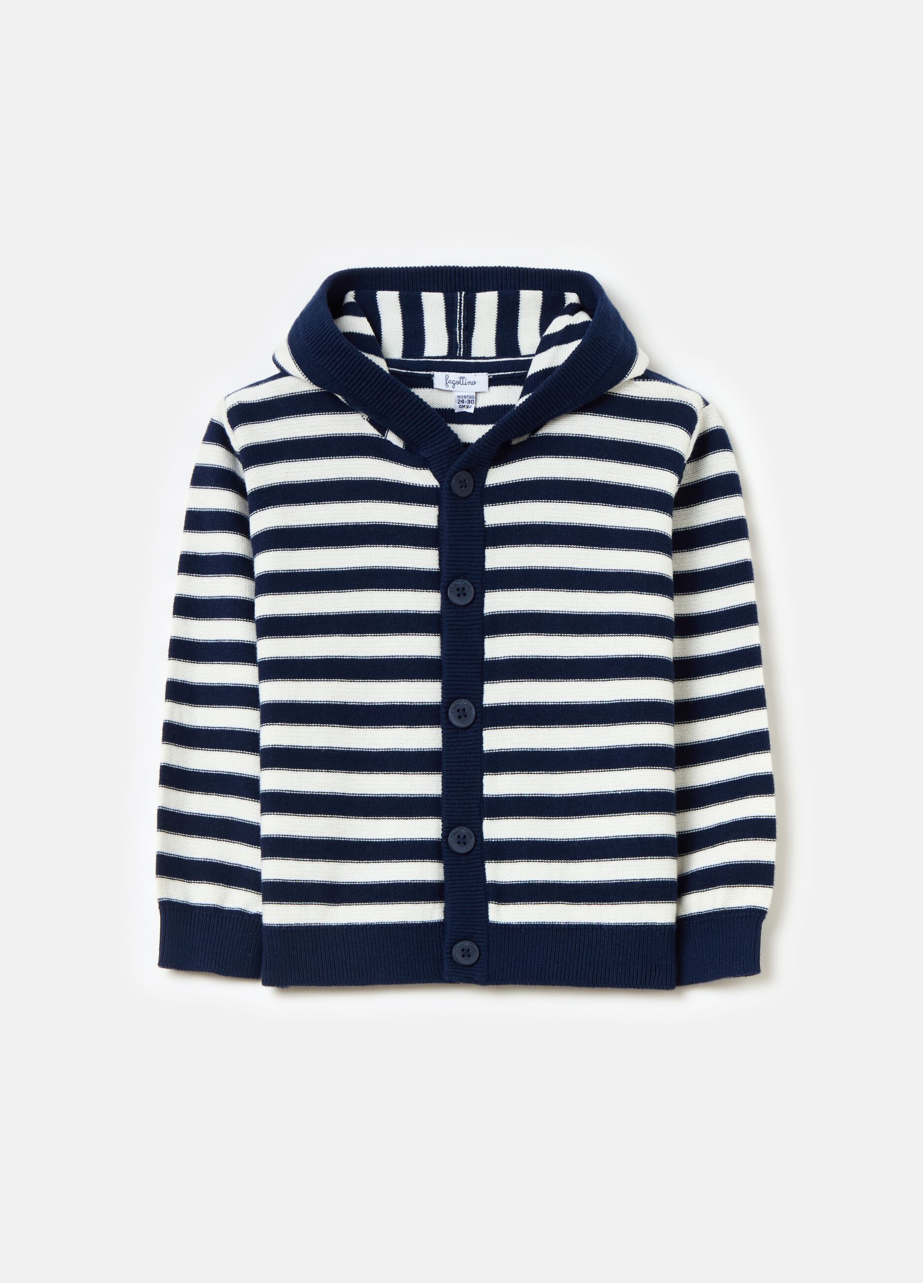 Striped cotton cardigan with hood