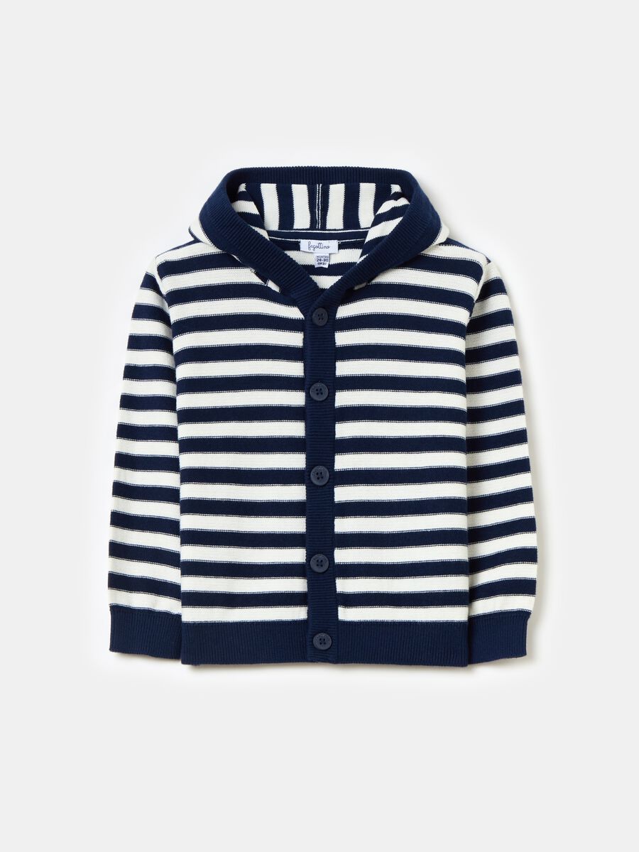 Striped cotton cardigan with hood_0