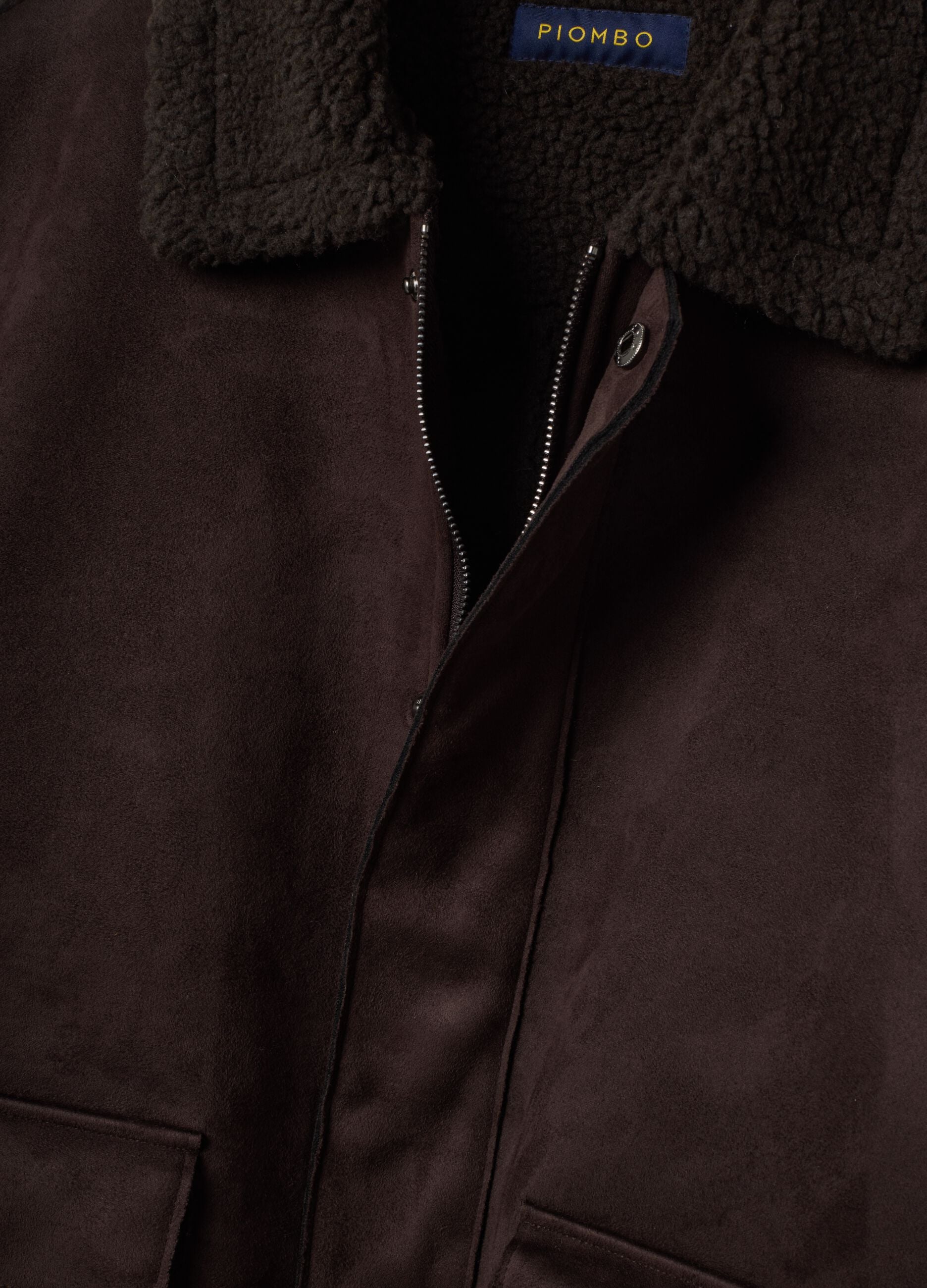 Giubbotto marrone scuro regular fit con collo effetto