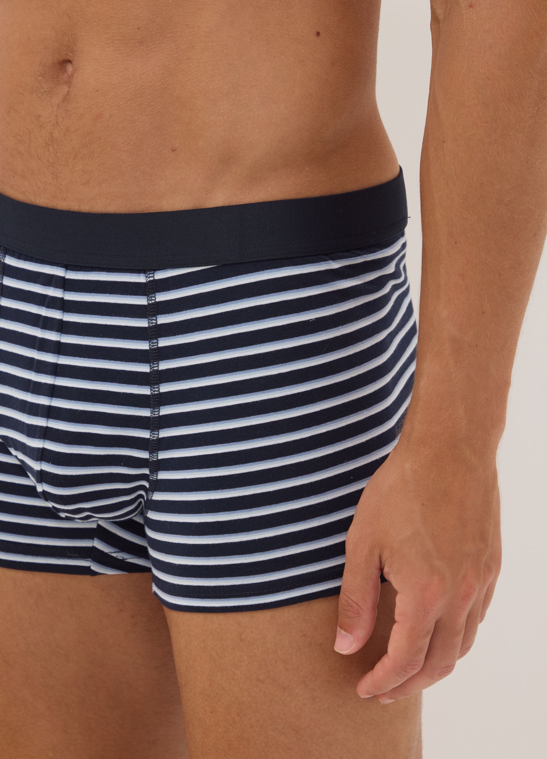 Five-pack of multicolour striped organic cotton boxer shorts