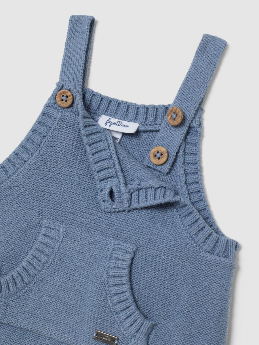 Baby Blue Dungarees in Pure Cotton Regular Fit_2