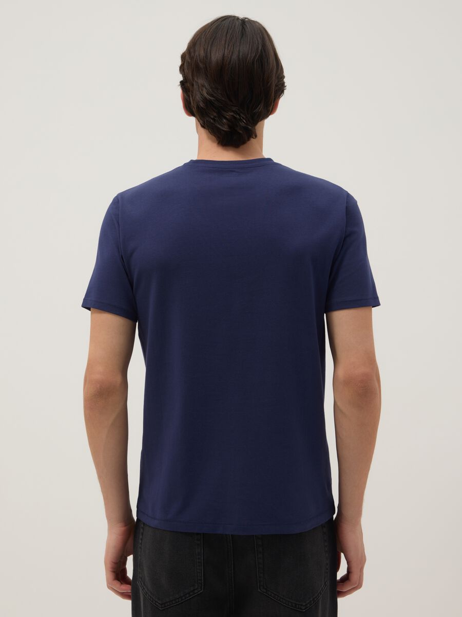 Blue Slim Fit Stretch Cotton T-Shirt_3