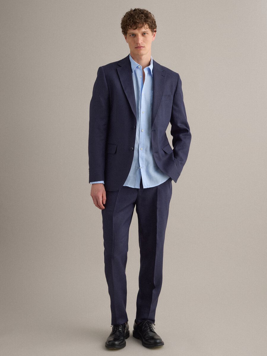 Slim fit pure linen blue blazer_2