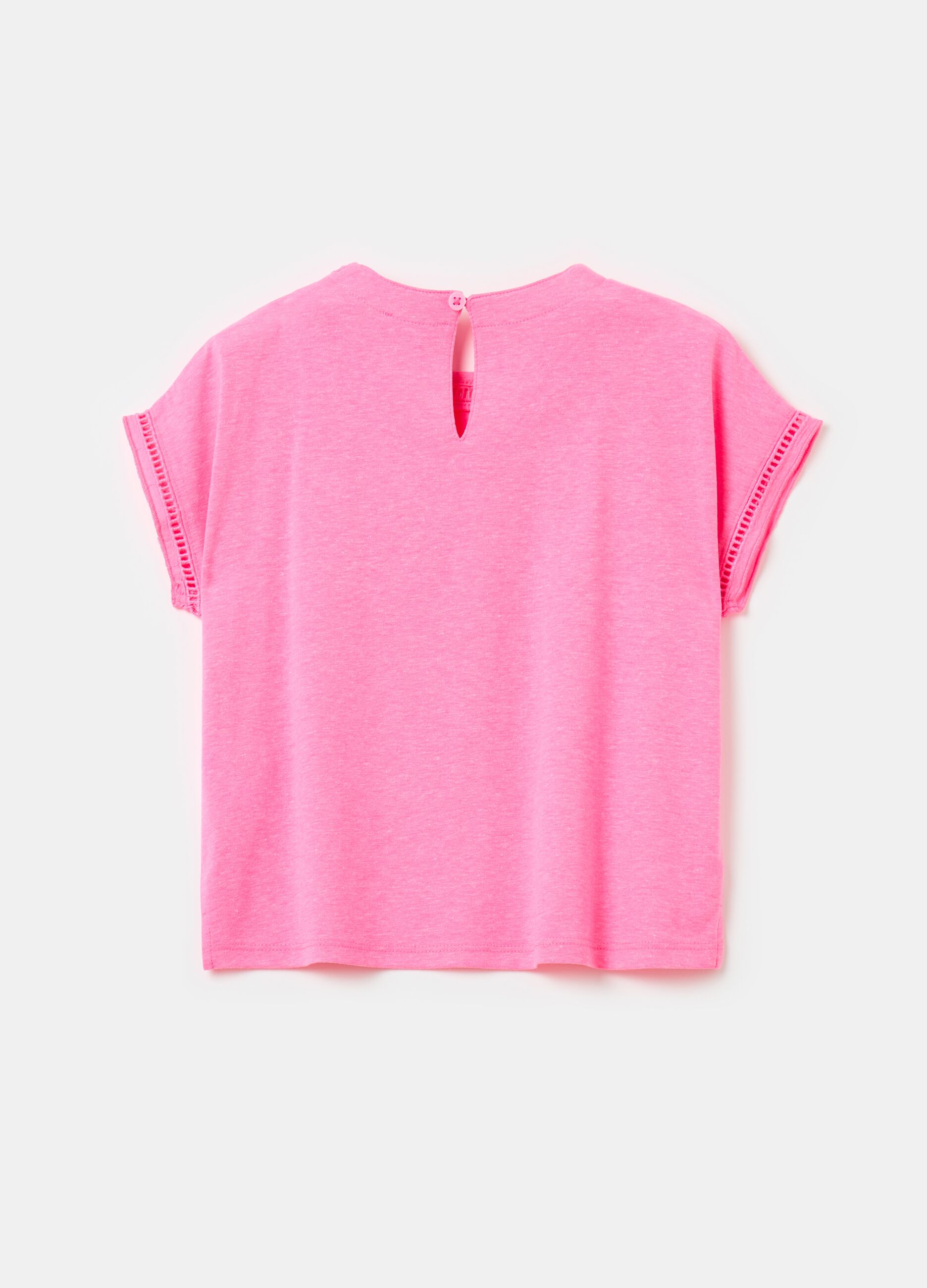 Solid colour T-shirt with openwork inserts