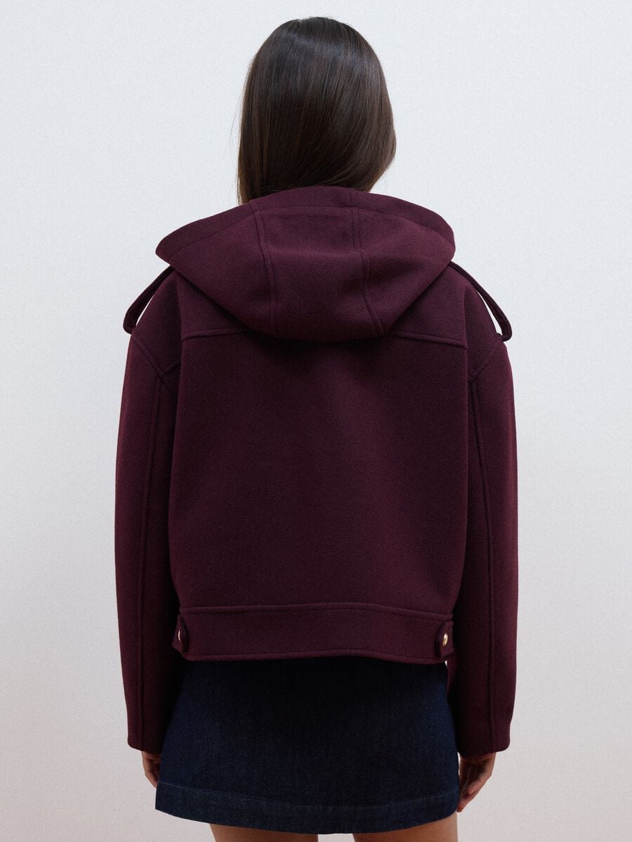 Purple hooded jacket with press-stud fastening_3