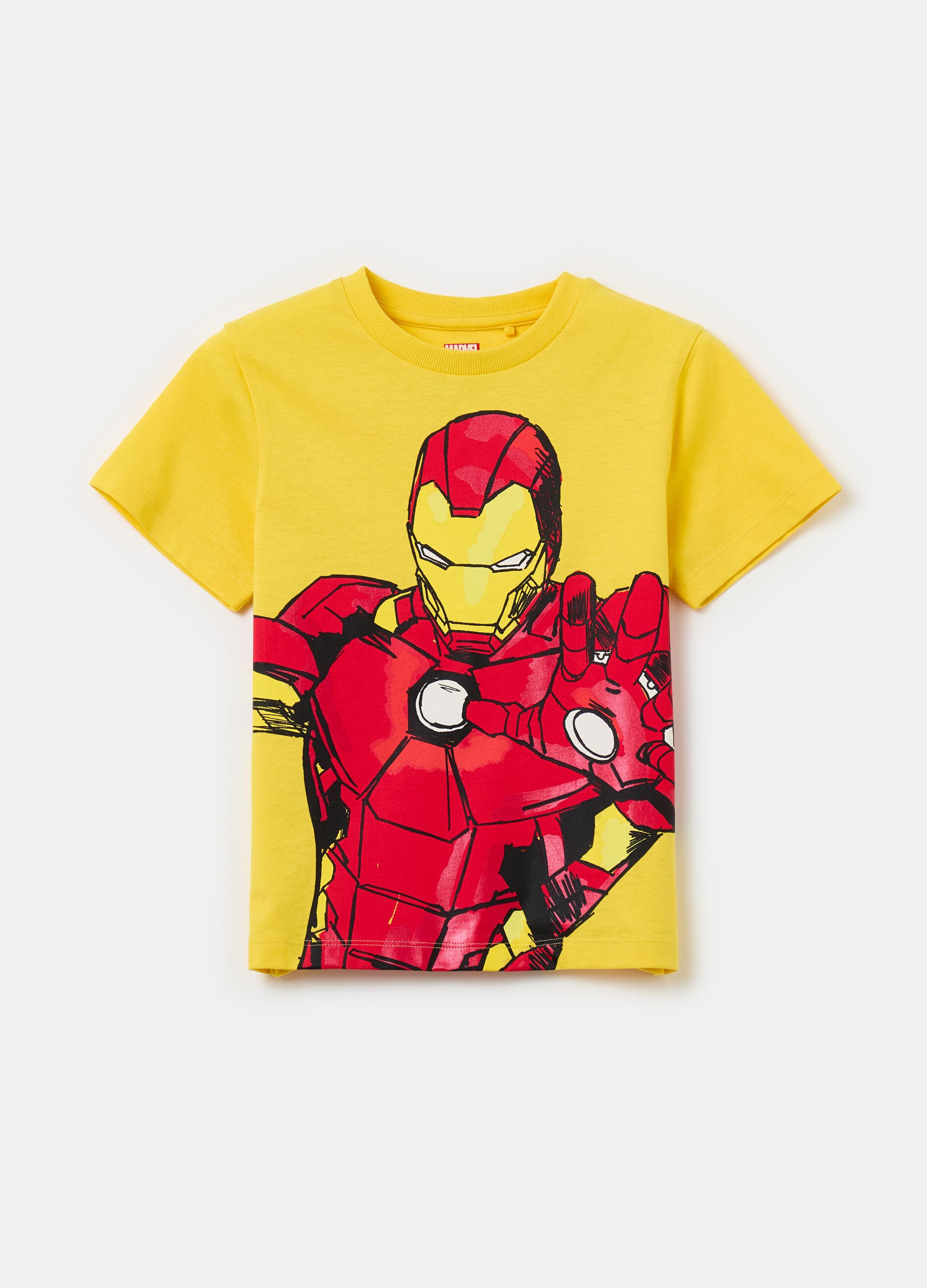 Cotton T-shirt with Iron Man print