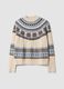 Beige jacquard crew-neck oversized jumper_0