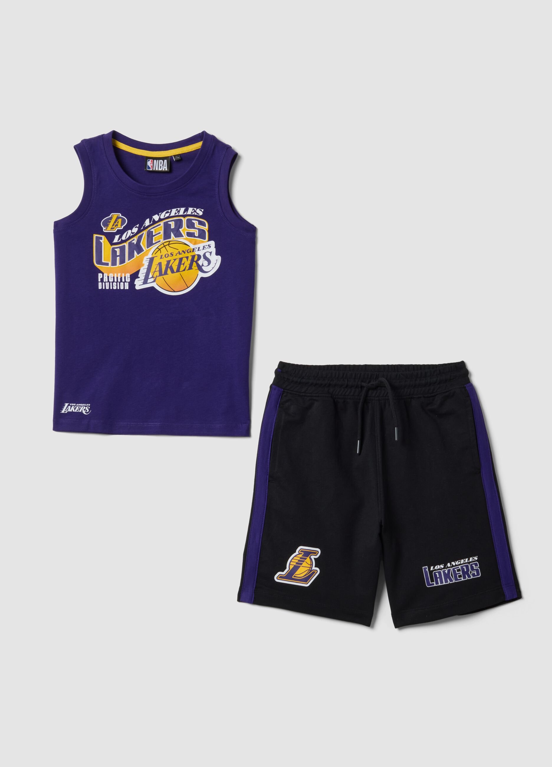 Purple pure cotton set with vest top and shorts