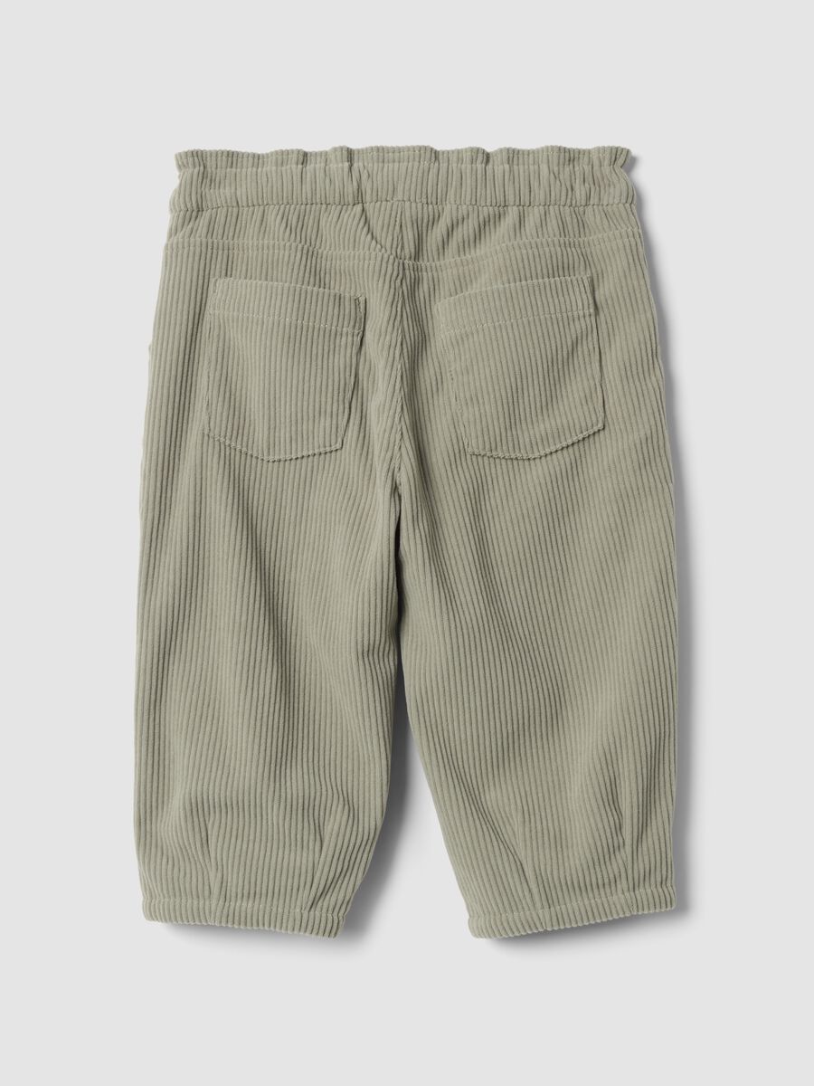 Grey ribbed trousers with elasticated waistband_1