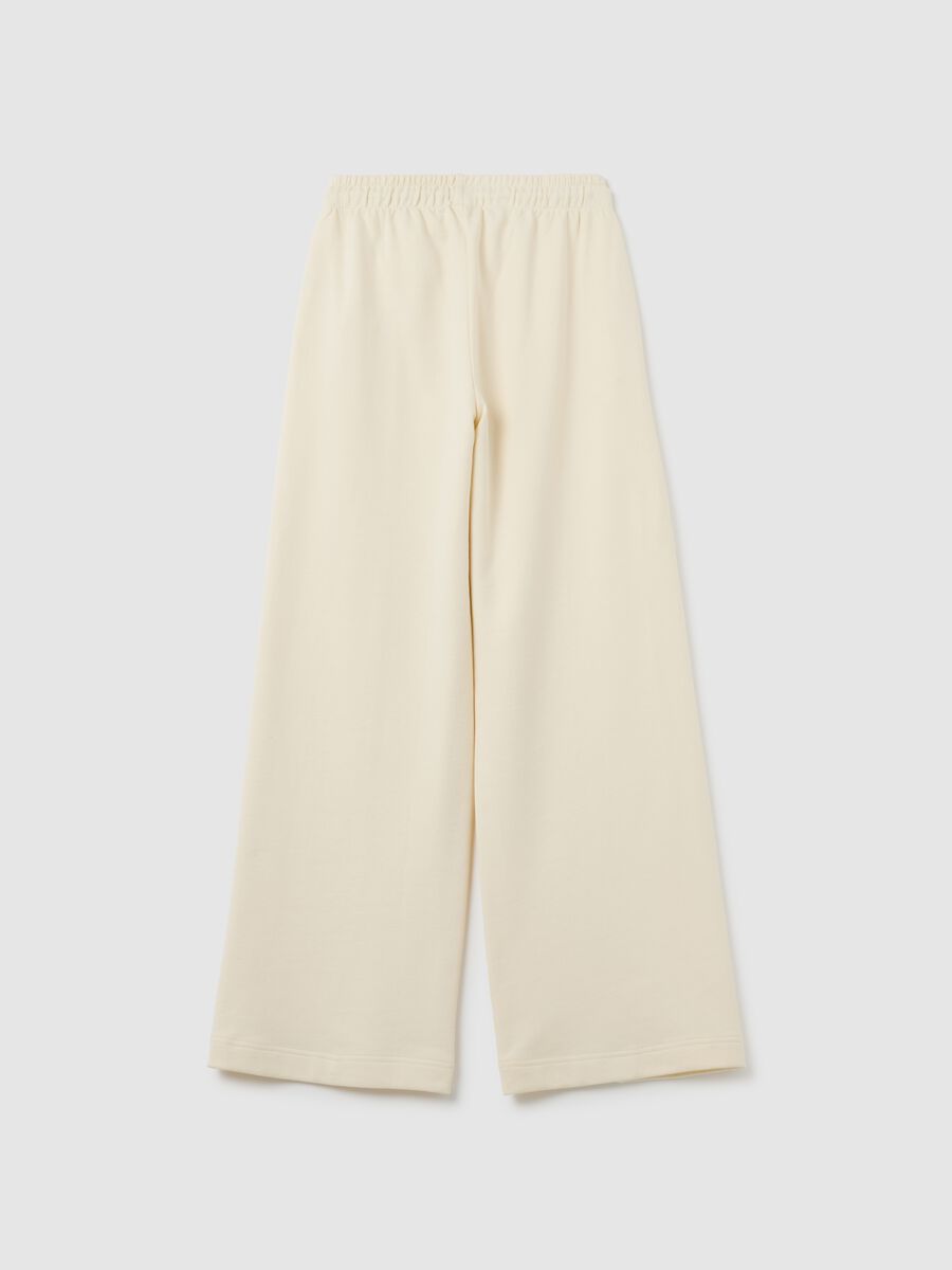 Girls' beige pure cotton regular fit trousers_3