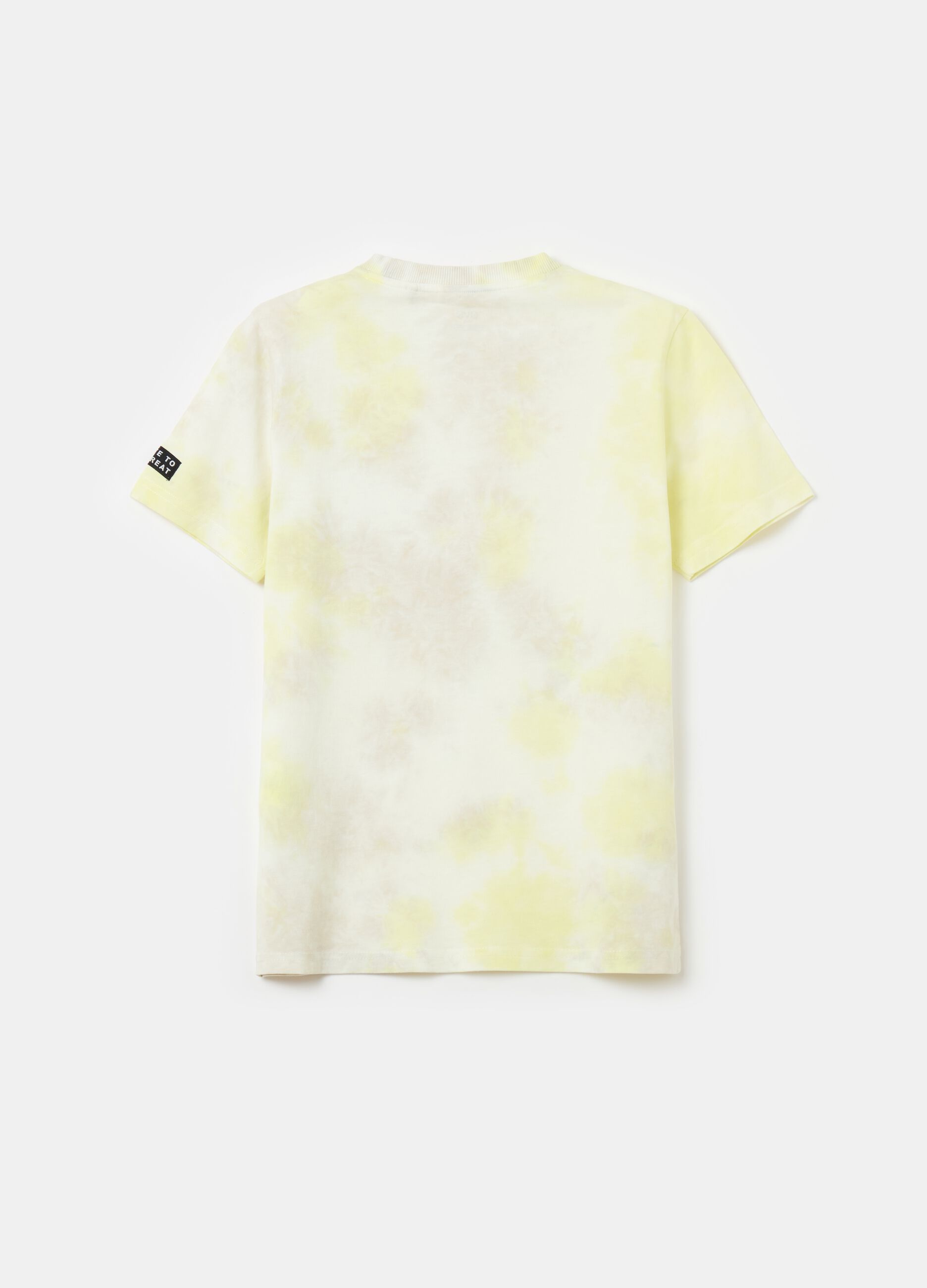 Tie-dye cotton T-shirt with lettering print