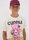 T-shirt bege infantil em algod&atilde;o puro regular fit com estampas_0