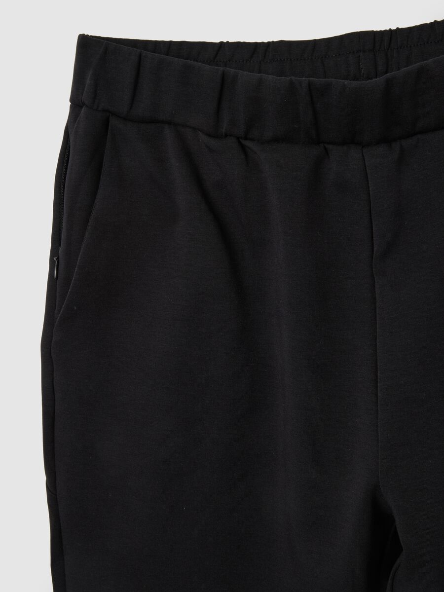 Black Stretch Cotton Sports Trousers_5