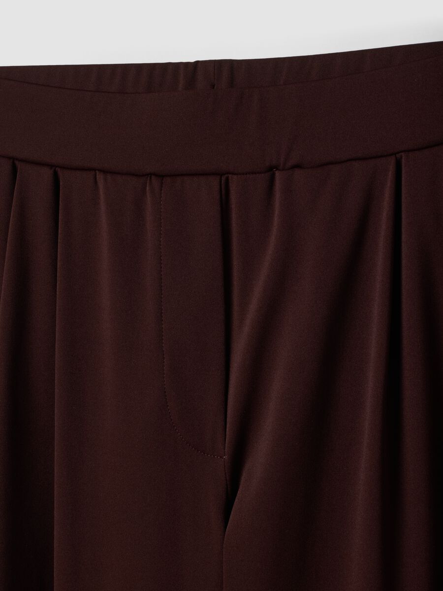 Brown wide-leg stretch-fabric trousers_7