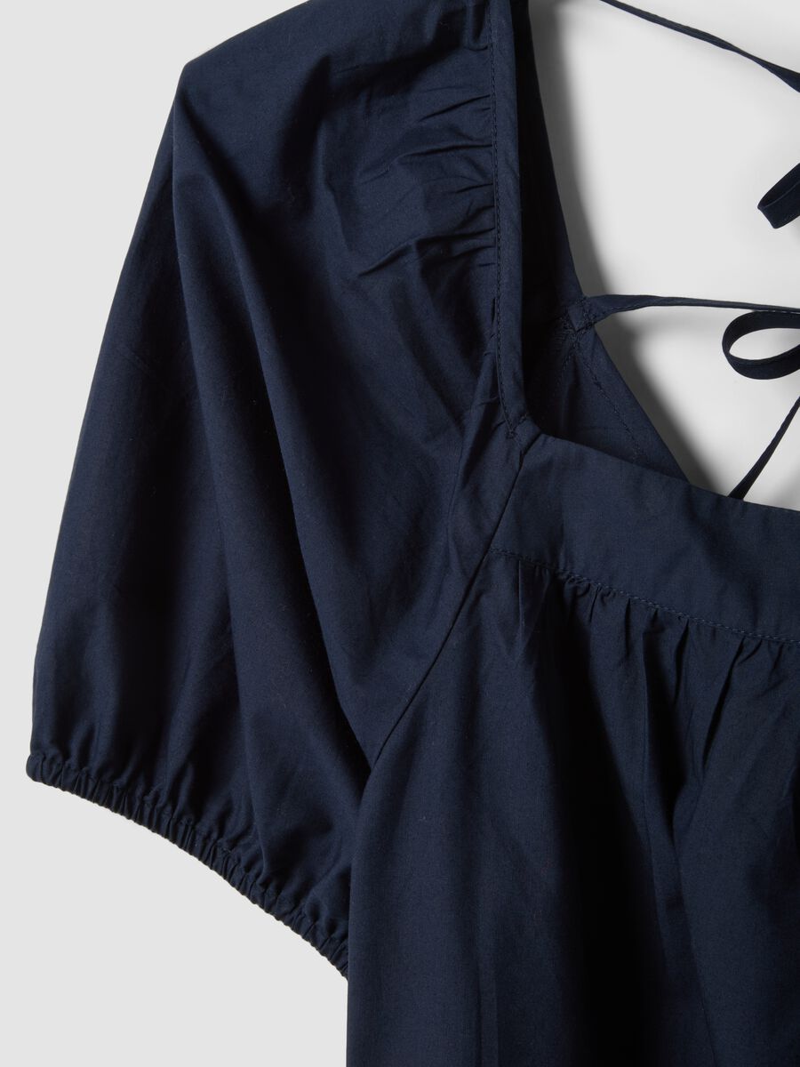 Blue pure cotton mini dress with belt_5