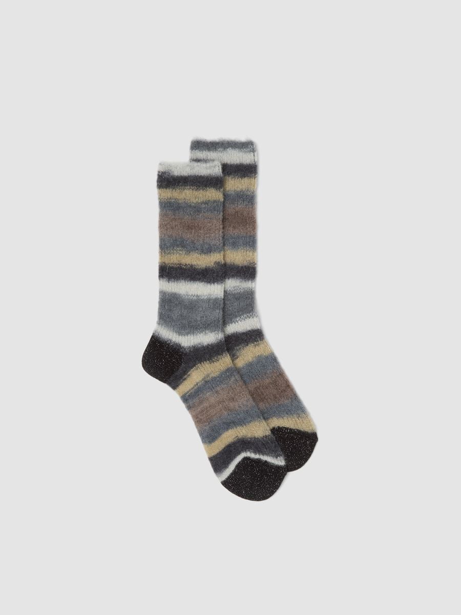 Multicolour striped socks in mohair and stretch alpaca_0