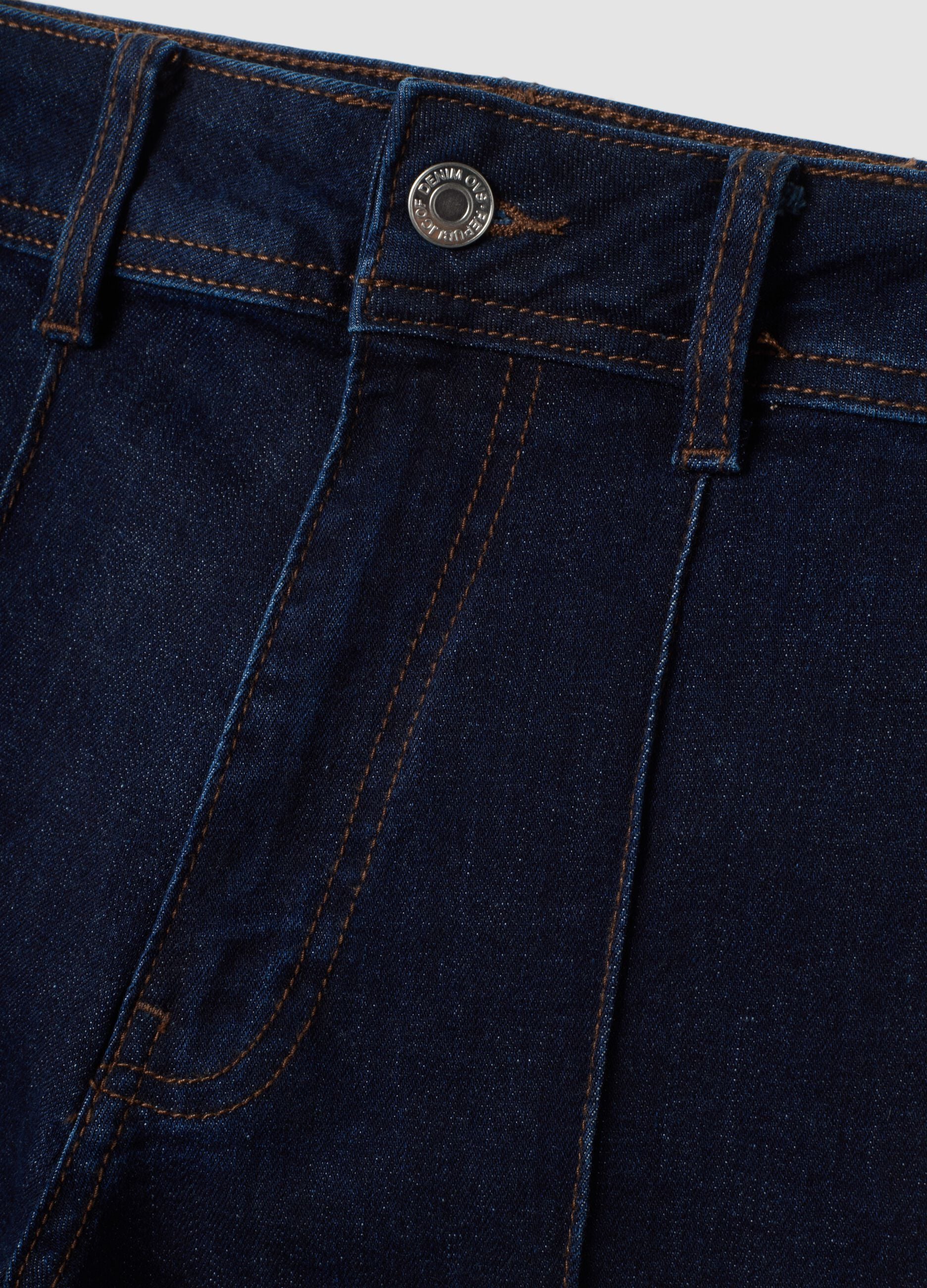 Dark blue wide-leg stretch cotton jeans