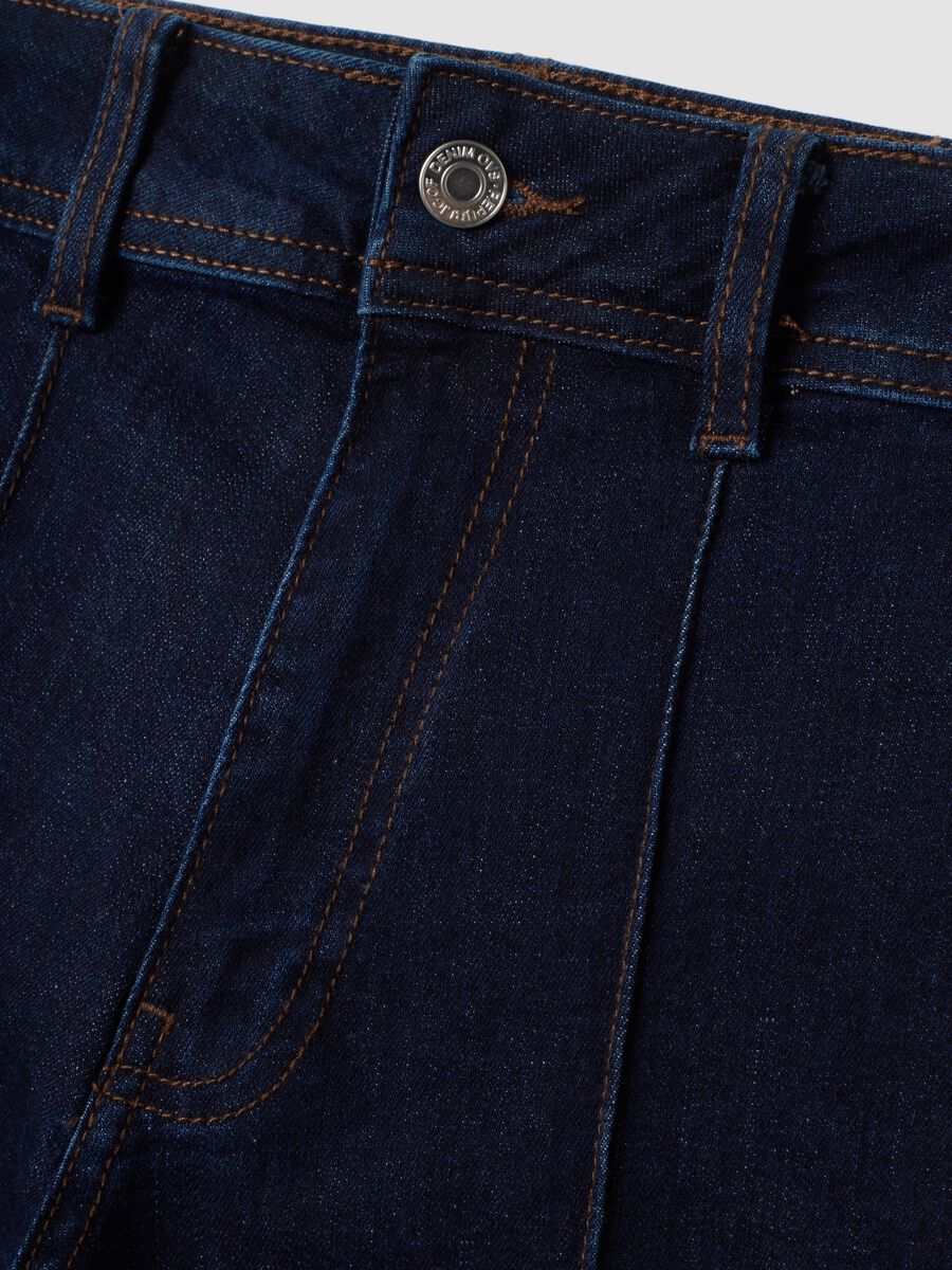 Dark blue wide-leg stretch cotton jeans_2