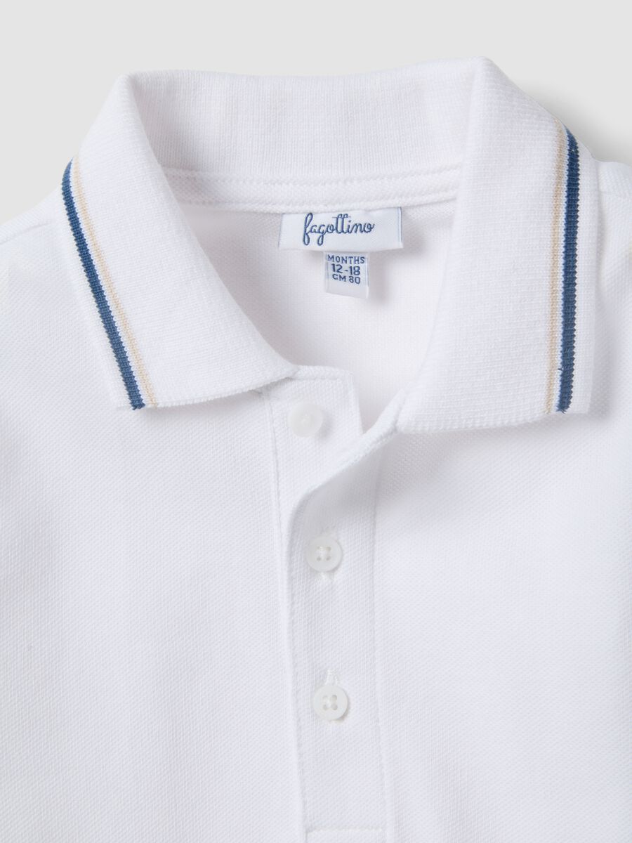 White pure cotton short sleeve polo shirt for children with regular fit_2