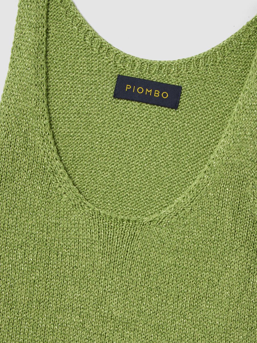 Zeleni top na tanke naramenice od mje&scaron;avine viskoze s glitter efektom, regular kroj_5