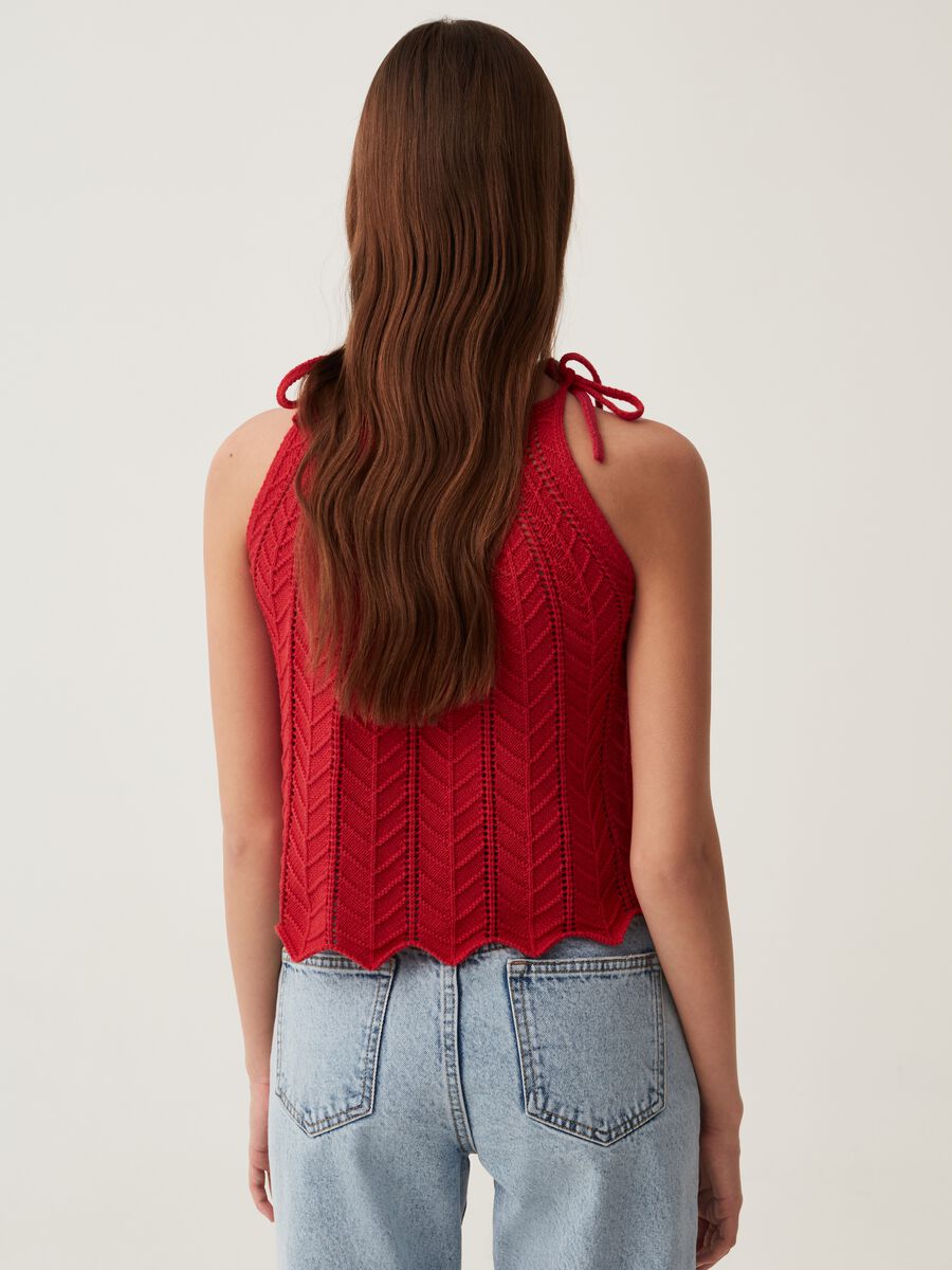 Crochet cotton tank top with halter neck._2