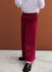 Red velvet wide-leg trousers in stretch cotton with floral embroidery_2