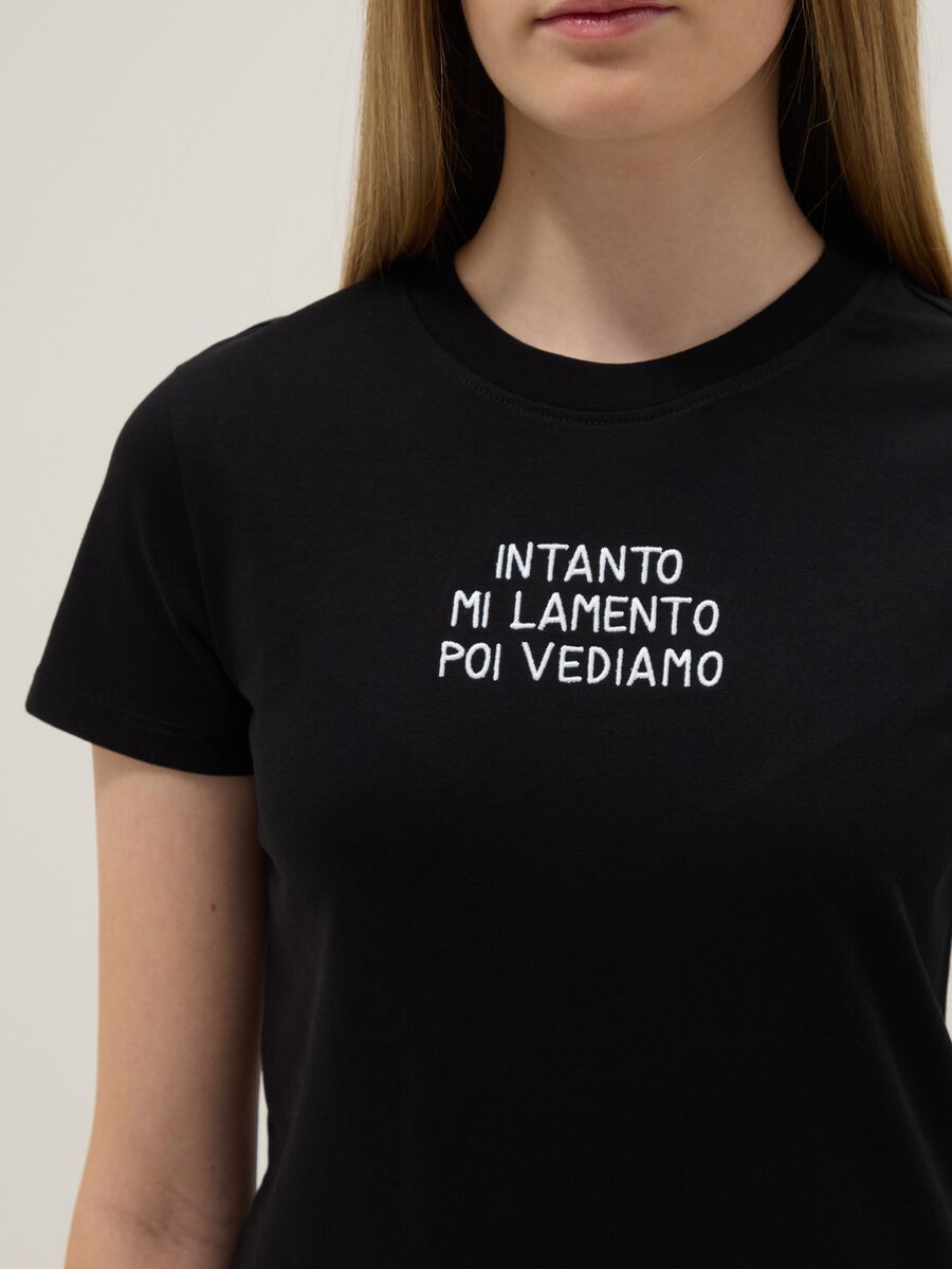 Girls' black pure cotton t-shirt regular fit with print_2