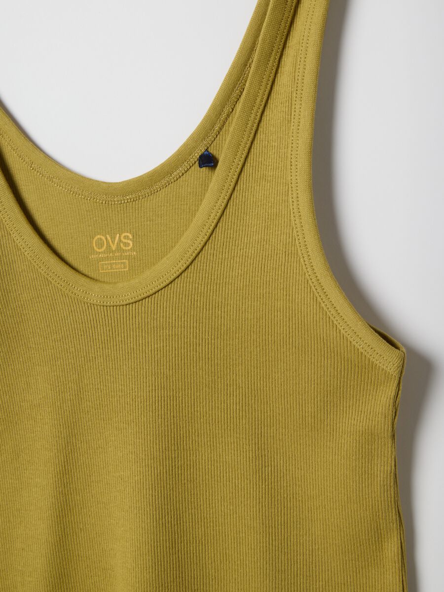 Gelbes Regular Fit Stretch Baumwolltop_5