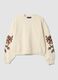 Weisses Sweatshirt aus Baumwollmix mit Stickereien, Regular Fit_0
