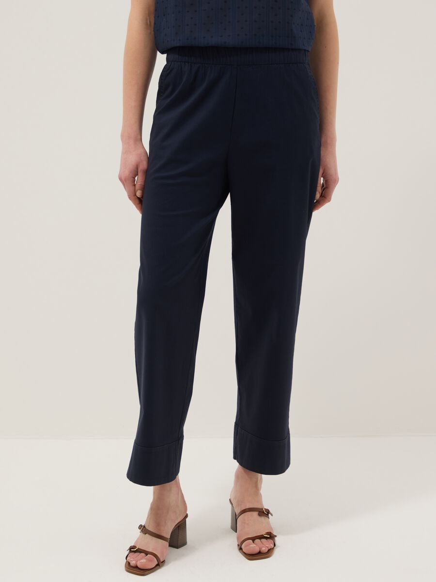 Straight Jogger Trousers in Stretch Cotton Blue_1