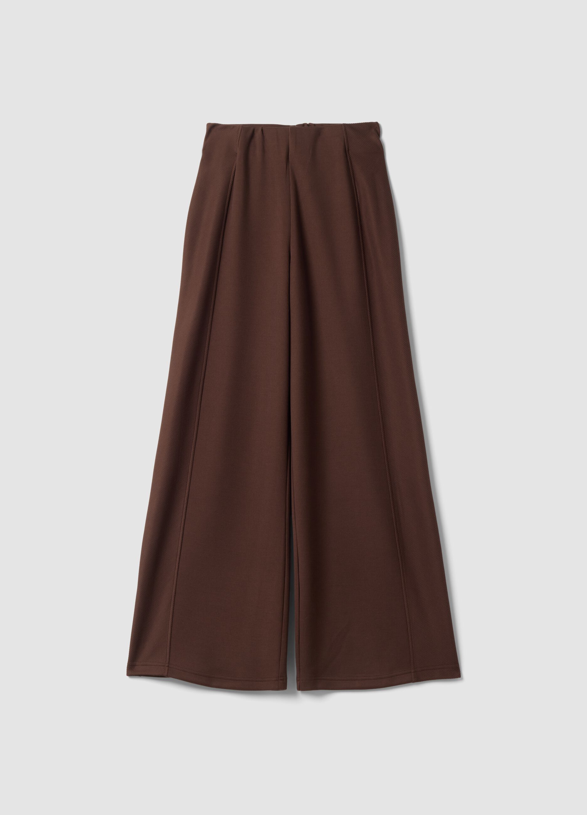 Brown stretch-modal wide-leg trousers ALTAVIA STUDIO