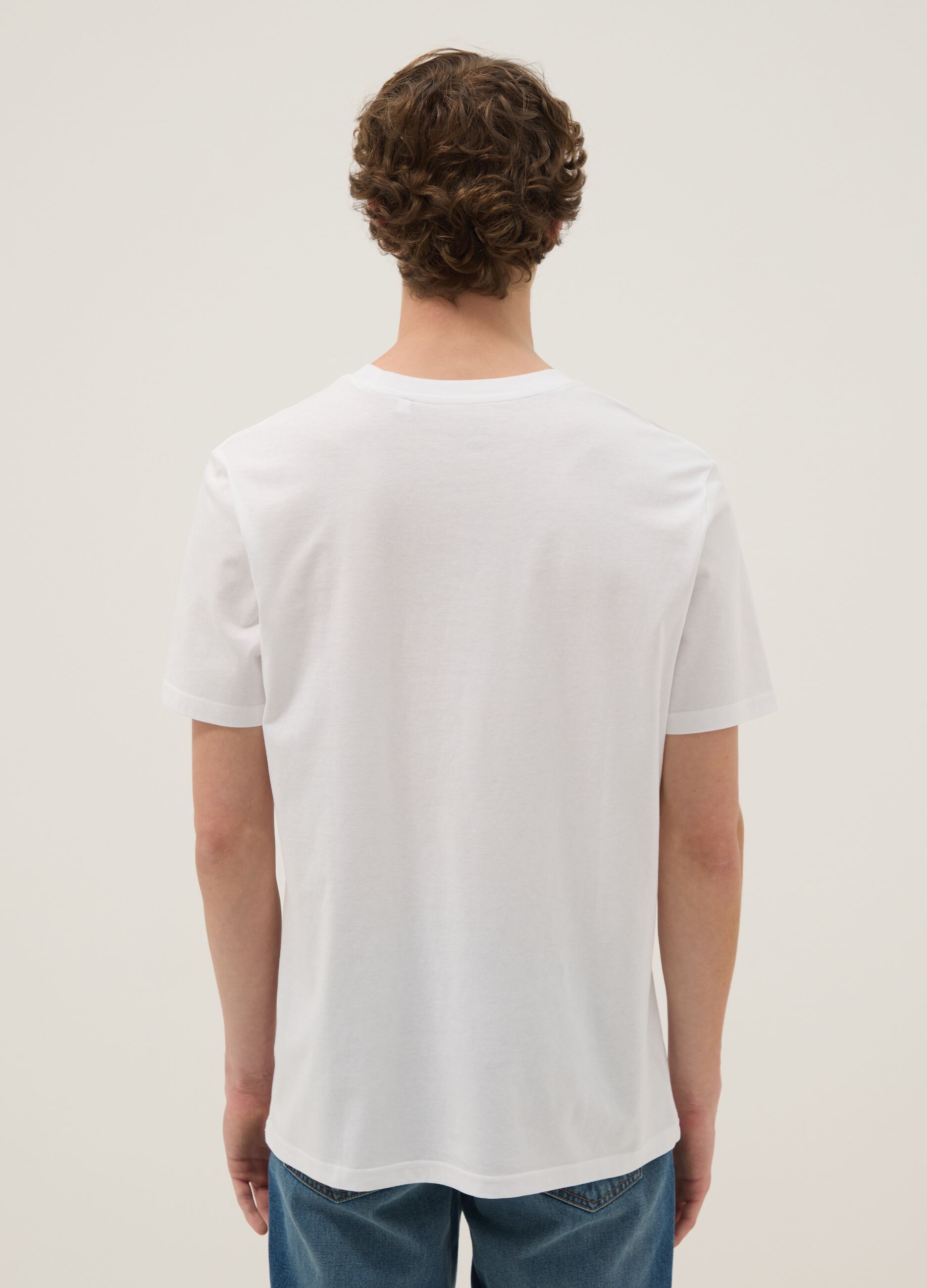 Wei&szlig;es T-Shirt aus reiner Baumwolle mit Print, Regular Fit