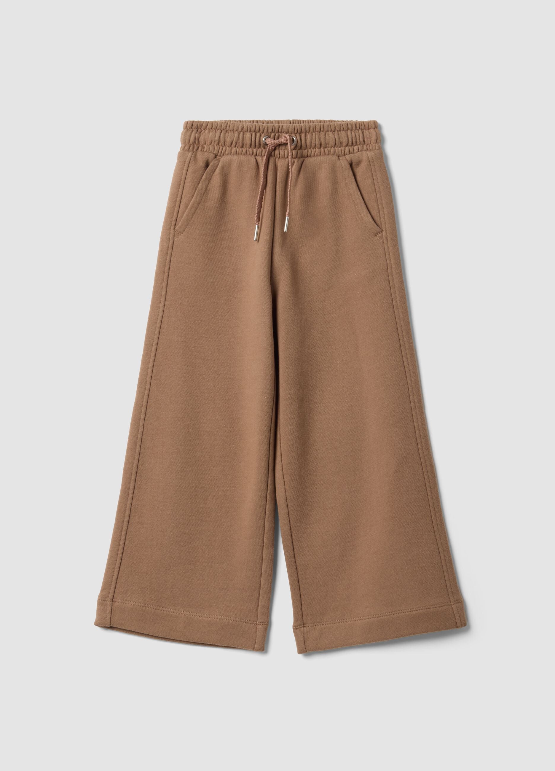 Pantaloni culotte marroni in puro cotone organico per bambina