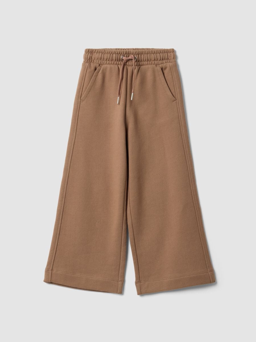 Pantaloni culotte marroni in puro cotone organico per bambina_0