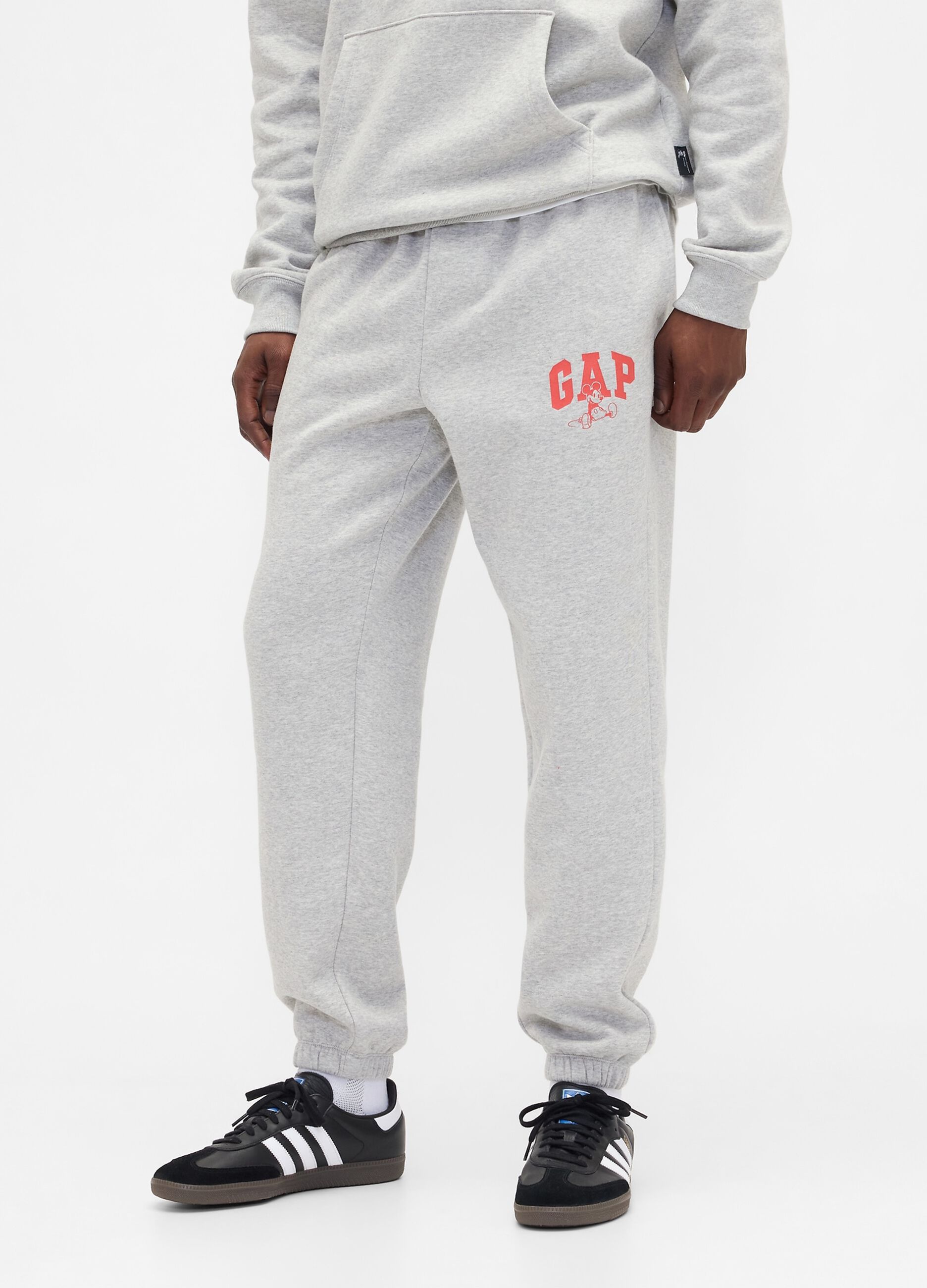 Grey Jogger Trousers in Mixed Fabric