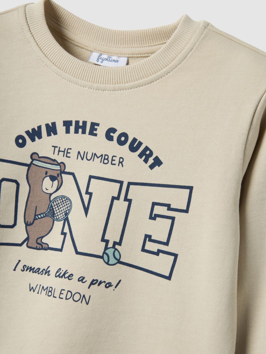 Beige pure cotton regular fit sweatshirt with print for baby_2