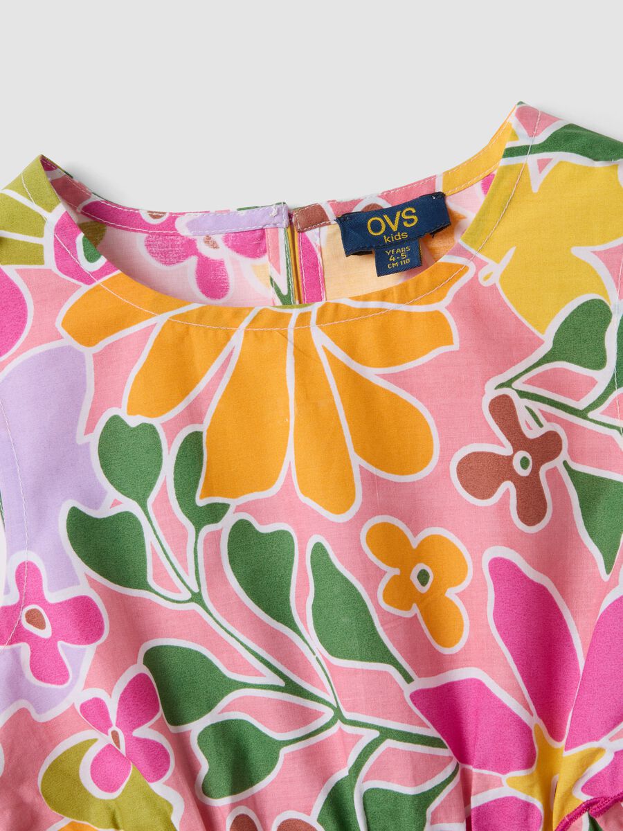 Multicoloured pure cotton dress with floral print_3