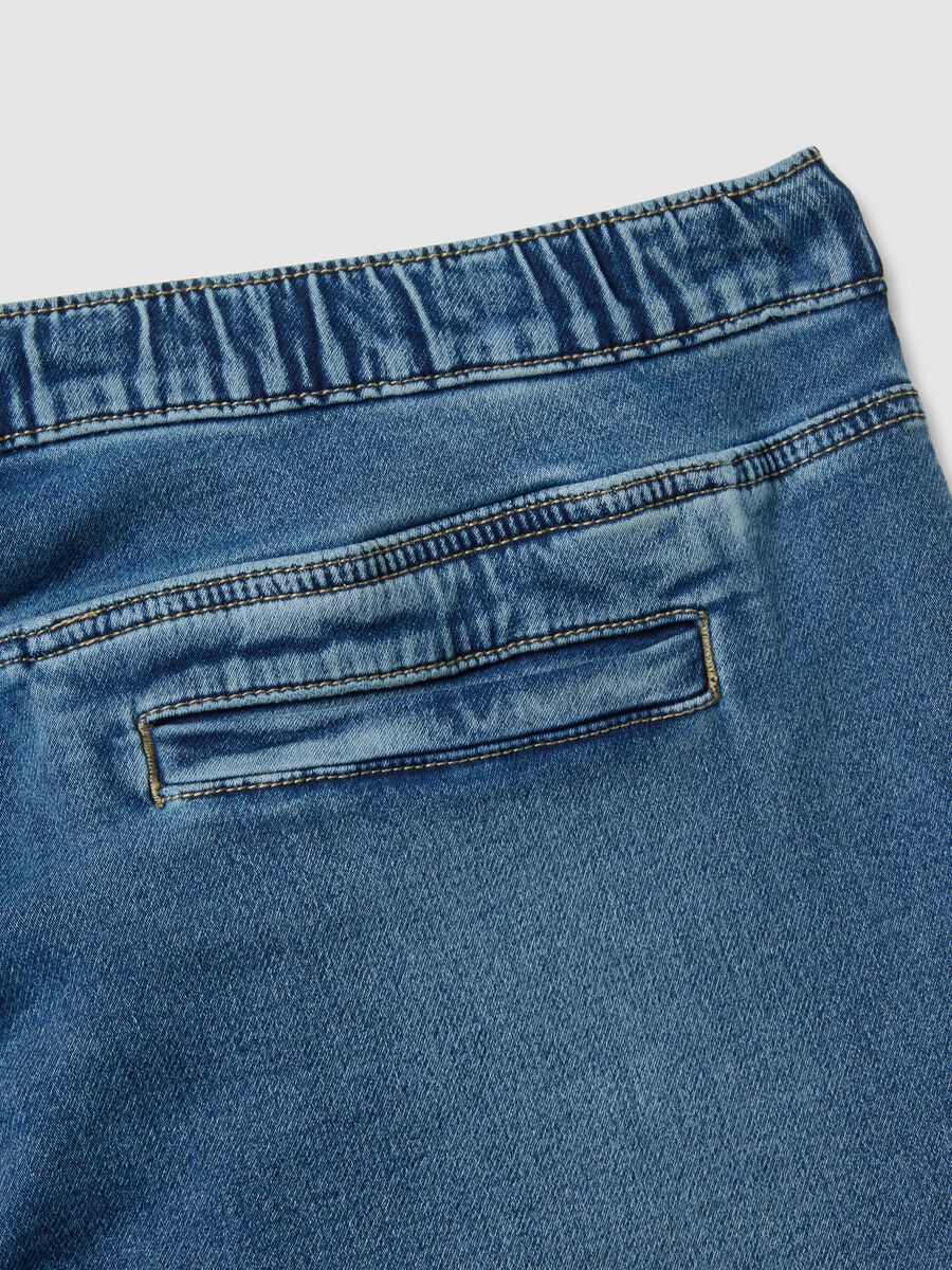 Blue denim regular fit jeans with elastic_5