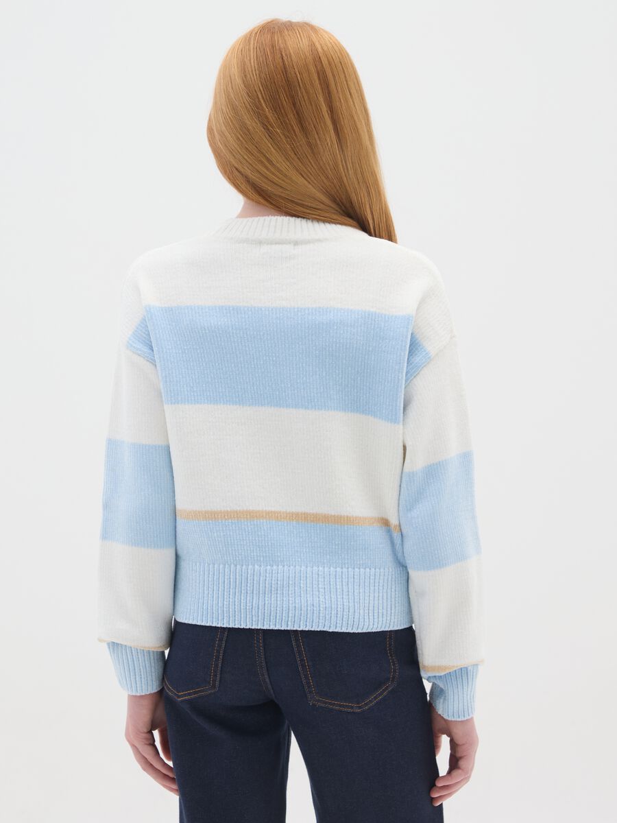 Girls' multicolour striped crew neck jumper, regular fit_1
