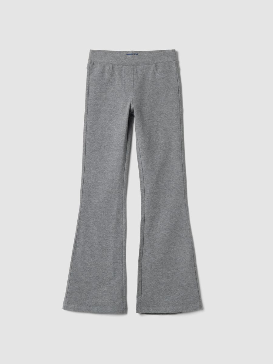 Grey flare trousers in organic cotton and stretch viscose_0