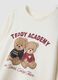 White pure organic cotton T-shirt with teddy print for girls_2