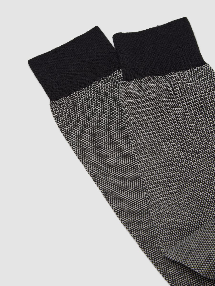 Black long socks in stretch cotton_1