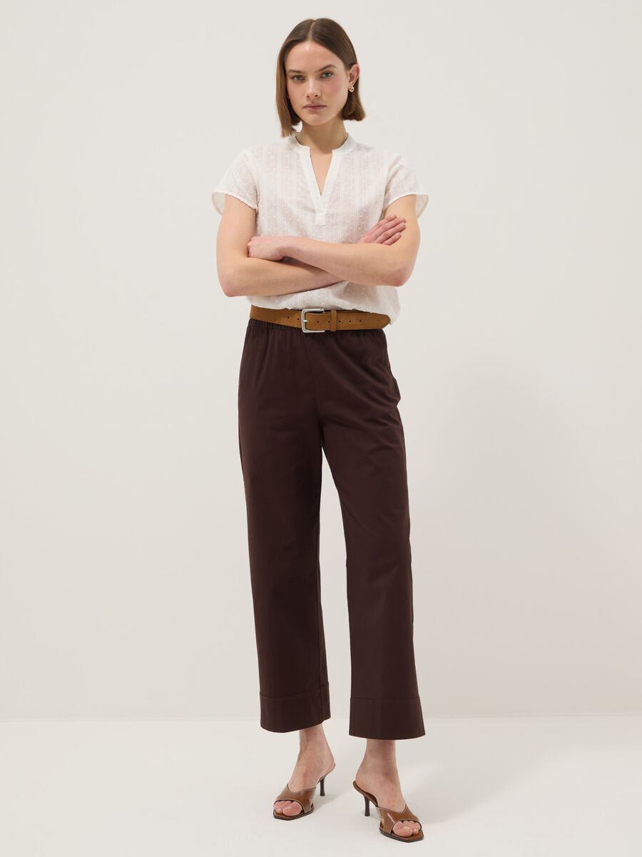 Pure cotton white shirt regular fit deep V with sheerness_1